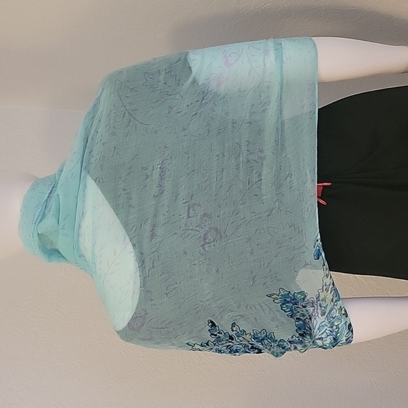 3/$30 TARGET Aqua Floral Gauze Summer Cover-up Shawl Wrap - Picture 5 of 10